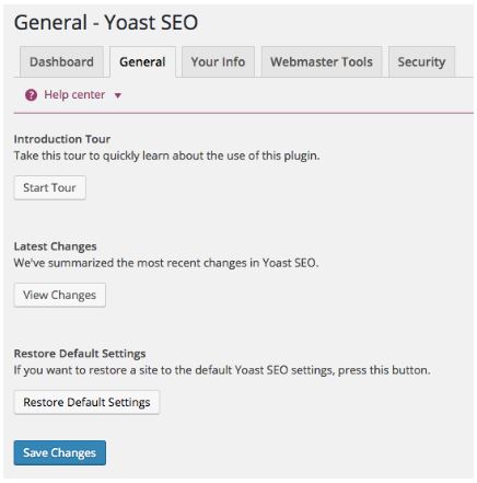 general set up section on yoast