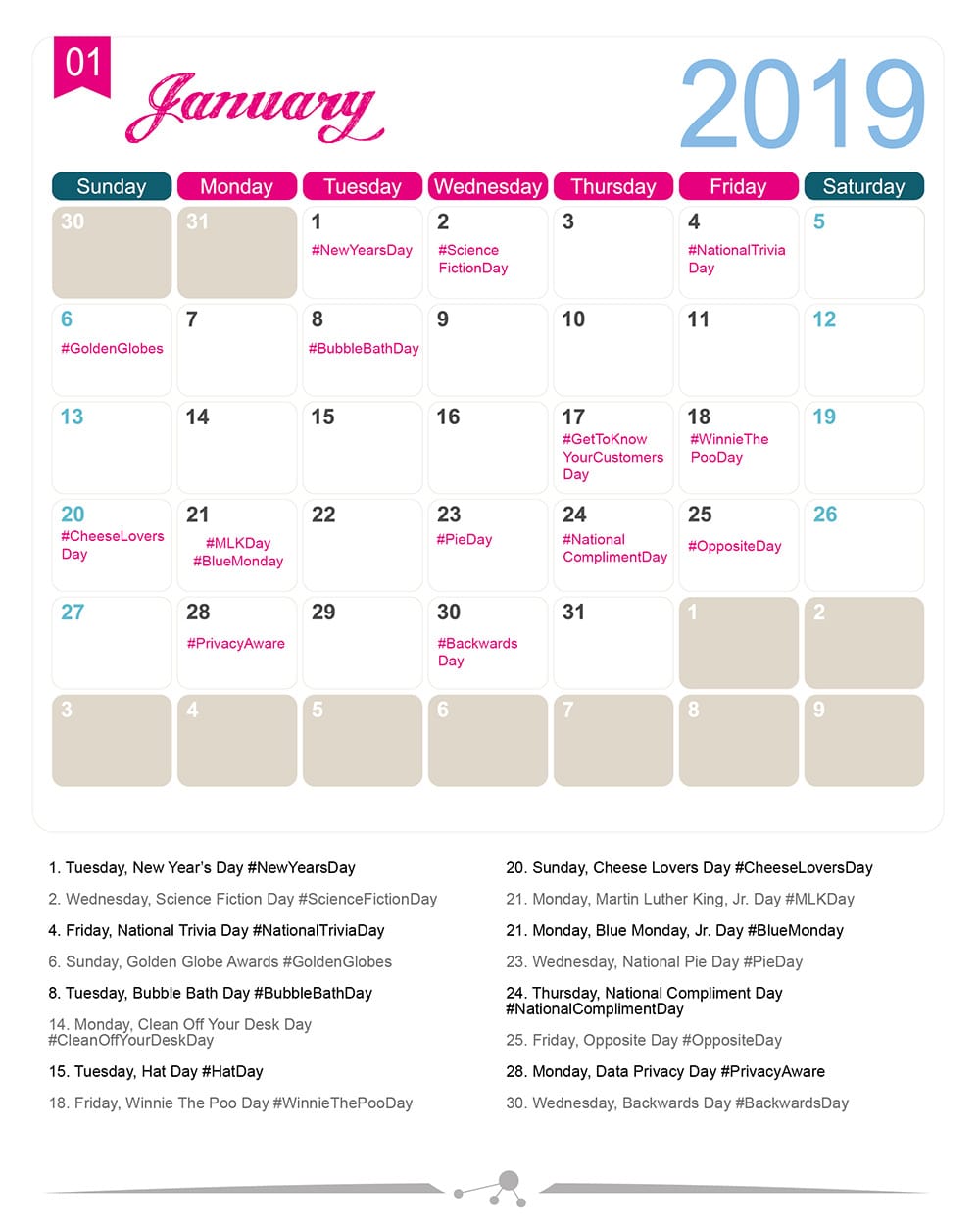 The 2019 Social Media Holiday Calendar Make A Website Hub