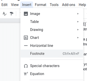 insert footnote google docs